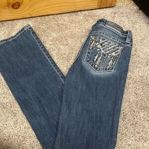 Miss Me Blue Boot Cut Jeans with Embroidered Pocket